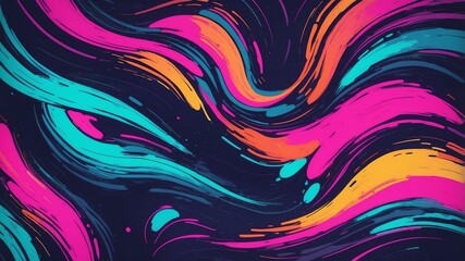 abstract brush patterns retro neon