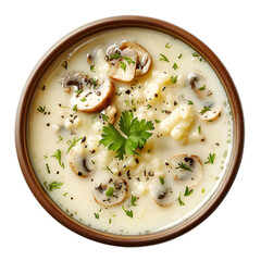 [Transparent Background PNG]Creamy Mushroom Soup with Parsley