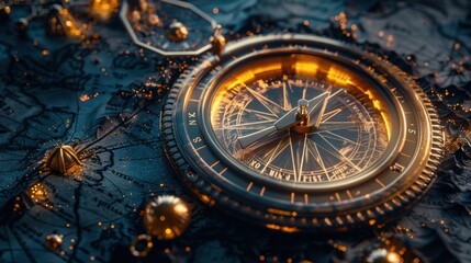 Ancient Compass on a Map