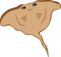 cute stingray cartoon, fish sea animal.