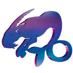 3D Neon Retro Icon -  zodiac sign Aries symbol