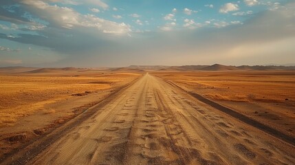 Desert road inscribed with freedom