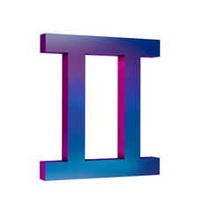 3D Neon Retro Icon -  zodiac sign Gemini symbol