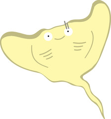 cute stingray cartoon, fish sea animal.