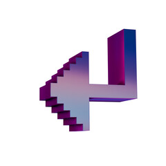 3D Neon Retro Icon - Pixel icon Arrow symbol