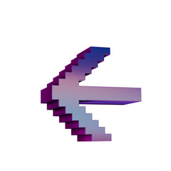 Obraz premium 3D Neon Retro Icon - Pixel icon Arrow Left symbol