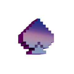 Fototapeta premium 3D Neon Retro Icon - Pixel icon Spades symbol