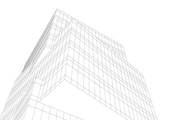 Modern architecture building 3d illustration