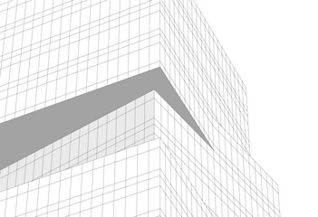 Modern architecture building 3d illustration