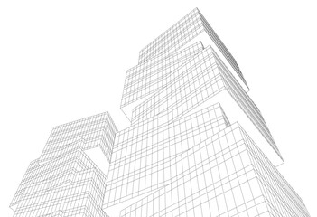 Modern architecture building 3d illustration