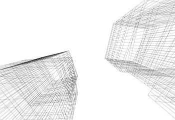 Modern architecture building 3d illustration