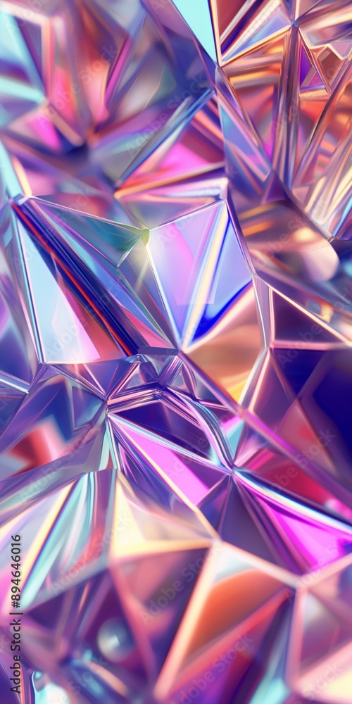 Poster a colorful, abstract image of a diamond-shaped pattern with a blue and pink hue. the image is made u