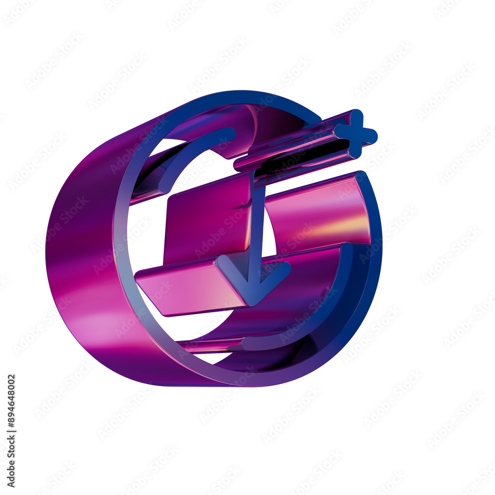 Aufkleber 3d neon retro icon coin arrow down symbol