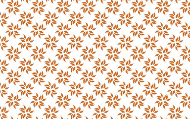 Golden vector floral seamless pattern. Abstract luxury geometric ornamental texture with small flower silhouettes. Gold and white simple ornament in oriental style. Golden seamless pattern.
