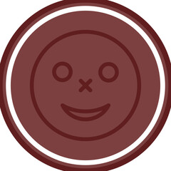 emoji smile Vector Line Double Circle Maroon