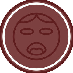emoji girl Vector Line Double Circle Maroon
