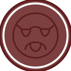 emoji glasses sad Vector Line Double Circle Maroon