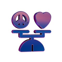 Balance Peace and heart Symbol Icon in Neon Gradient 3d