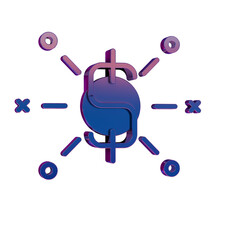 3D Neon Retro Icon Dollar symbol