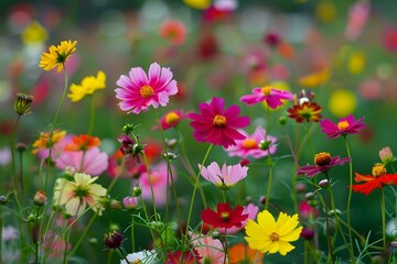Fototapeta premium Colorful Cosmos Flowers Blooming in the Garden