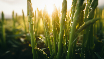 Photography of dew covered Asparagus growing in the garden 13