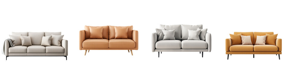 Stylish collection of modern sofas in various colors, ideal for enhancing any living room decor with comfort and elegance.