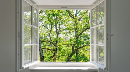Window View of Lush Green Trees