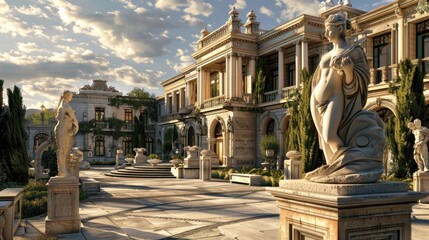 Obraz premium A grand estate with a Renaissance Revival design