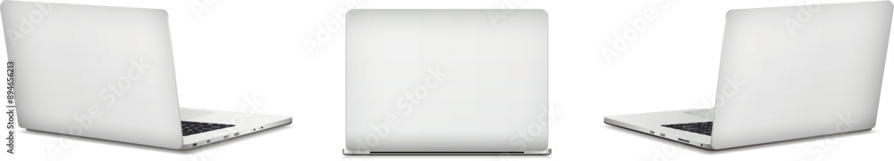 Aufkleber back and side view of laptop computer isolated on white background