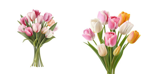 Fototapeta premium Beautiful bouquet of colorful tulips in various shades, perfect for decoration or gift giving during spring.