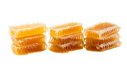 Fresh honeycomb, honey products by organic natural ingredients isolated on transparent background.

