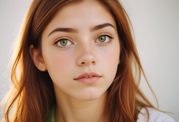 Naklejka premium Beautiful girl with red hair and green jacket
