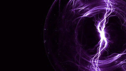 brilliante energievoll leuchtende kugelförmige Lichteffekte - Licht, abstrakt, dynamisch, Technologie, Wissenschaft, Reaktion, violett, lila, schwarz