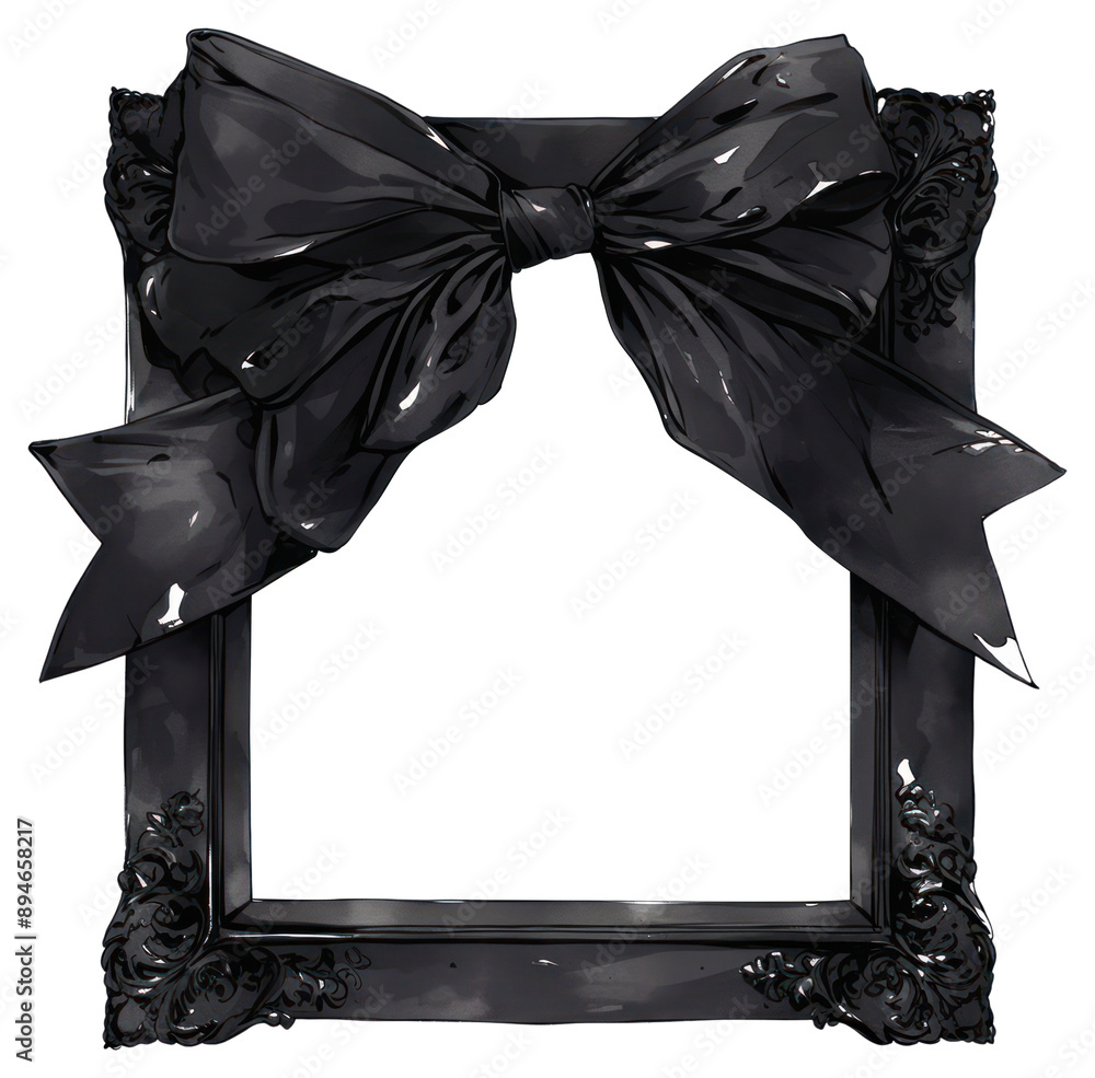 Wall mural png elegant black bow frame