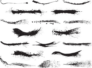 墨素材のセット　手書きの毛筆イラスト