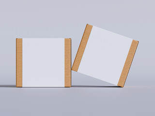 Cardboard box on gray background blank label, Suitable for packaging mockup collection