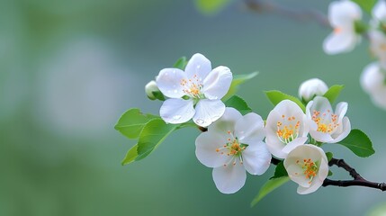 Obraz premium A close up of a branch with white flowers