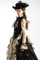 Fototapeta premium Medieval fashion. Victorian style clothes woman portrait 