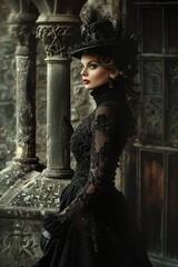 Fototapeta premium Victorian fashion was characterized by its emphasis on modesty, decorum, and stringent societal norms. For women, this meant dresses with long skirts, tight bodices, and high necklines