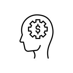 Budget management outline icons, minimalist vector illustration ,simple transparent graphic element .Isolated on white background