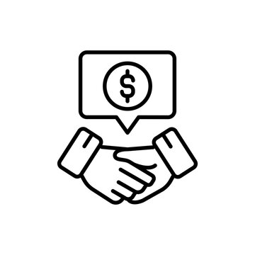 Budget cooperation outline icons, minimalist vector illustration ,simple transparent graphic element .Isolated on white background
