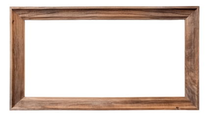 Empty brown wooden frame on transparent backgtound.
