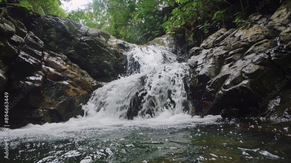 Poster Waterfalls cascade with untamed grace