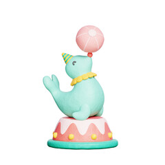 Circus Seal, Carnival, Amusement Park, 3D rendering.