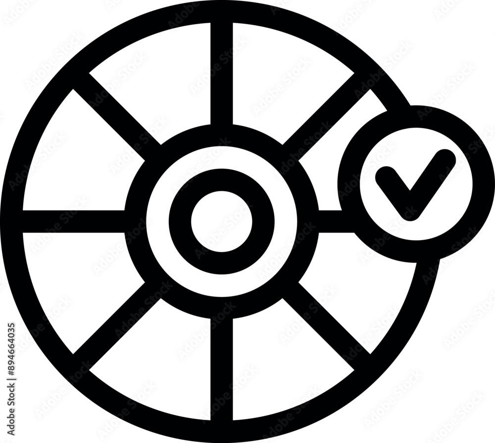 Poster simple icon of a pie chart with a check mark, representing successful data analysis