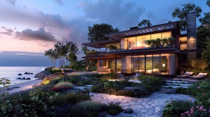 Obraz premium A lavish coastal retreat with a contemporary design