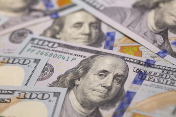 US 100 dollar banknotes background