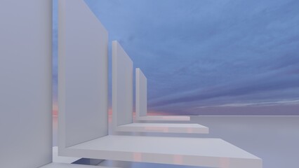 Obraz premium 3d render abstract architecture background building geometric shape