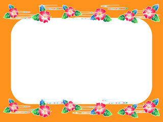 沖縄の伝統、紅型のハイビスカスのフレーム