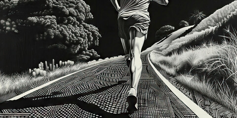 A runner jogs effortlessly along a scenic trail, feeling the wind in their hair and the warmth of the morning sun